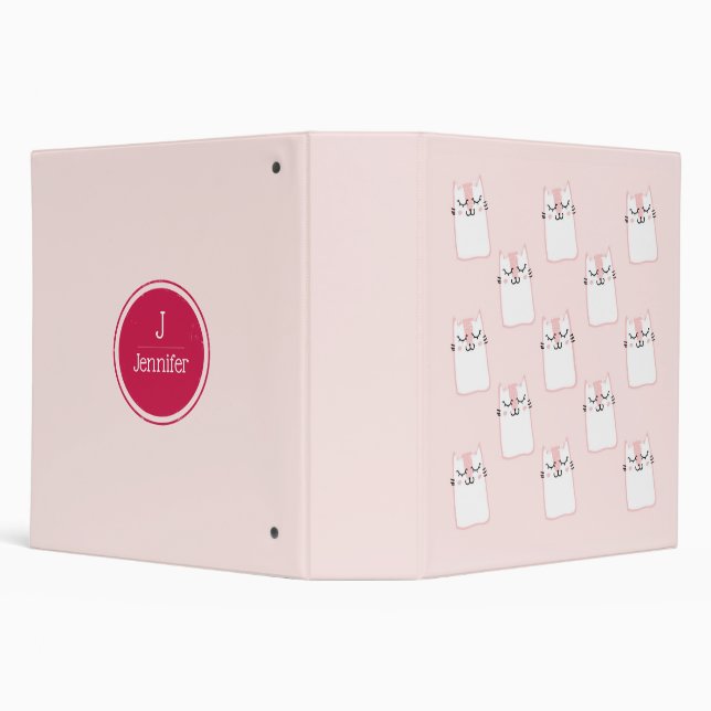 Sleeping Kitty Cat Pattern 3 Ring Binder (Background)