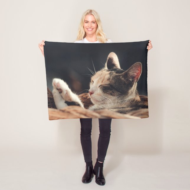 Sleeping Kitty Child's  Fleece Blanket (In Situ)
