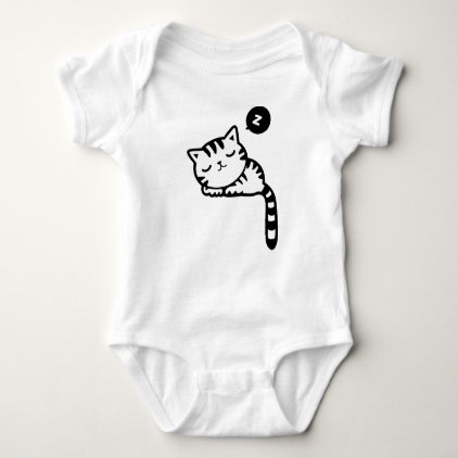 Sleeping Kitty Drawing Baby Bodysuit