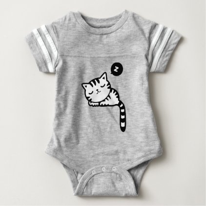 Sleeping Kitty Drawing Baby Bodysuit