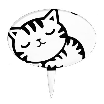 Sleeping Kitty Drawing Cake Topper