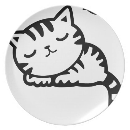 Sleeping Kitty Drawing Melamine Plate