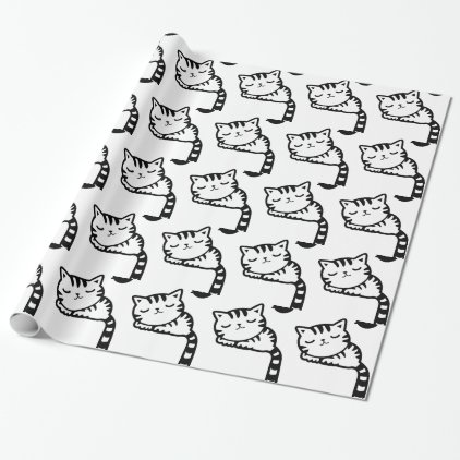 Sleeping Kitty Drawing Wrapping Paper