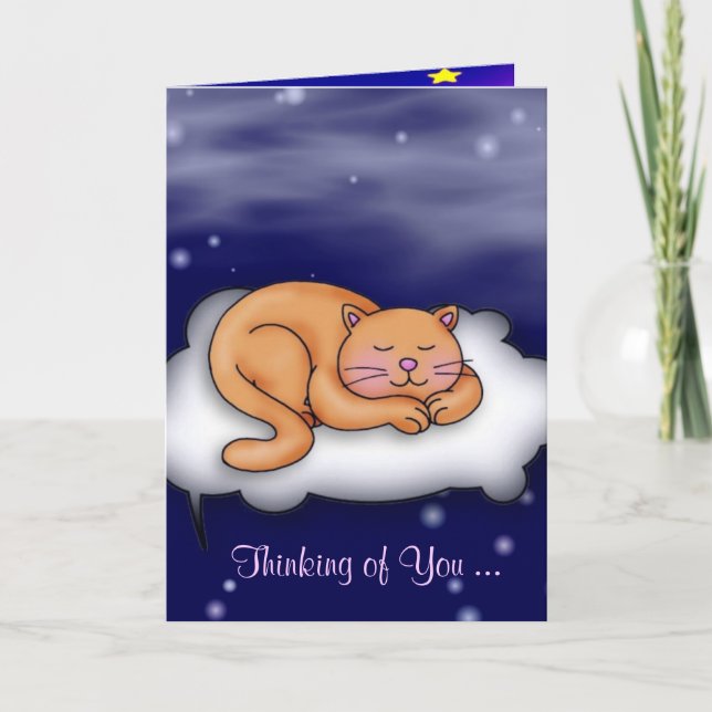 Sleeping Kitty - Thinking of You Card (Front)