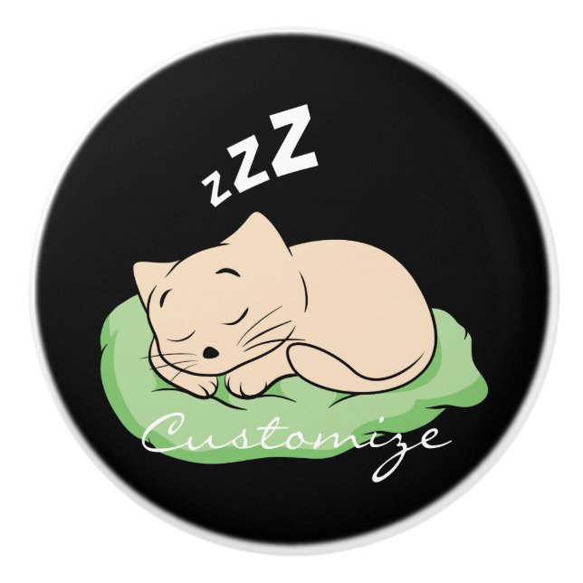 Sleeping Kitty Thunder_Cove Ceramic Knob (Front)