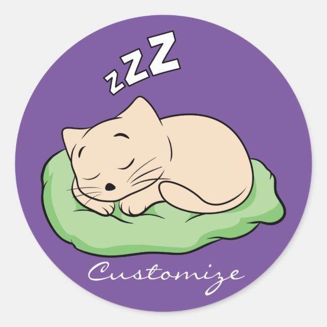 Sleeping Kitty Thunder_Cove Classic Round Sticker (Front)