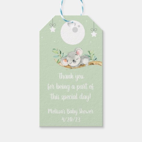 Sleeping Koala Baby Shower Favor Thank You Gift Ta Gift Tags