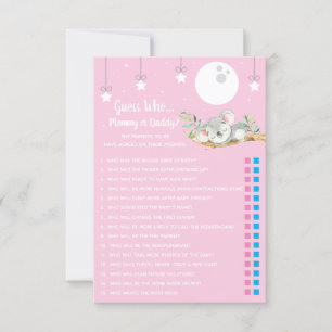 Sleeping Koala Baby Shower Game Guess Who? Invita Invitation