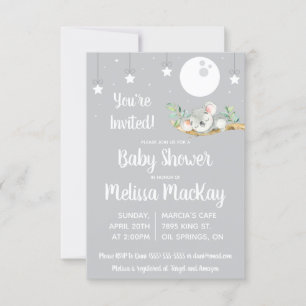 Sleeping Koala Baby Shower Invitation