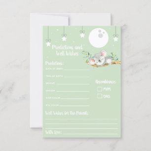 Sleeping Koala Baby Shower Predictions & Well Wish Invitation