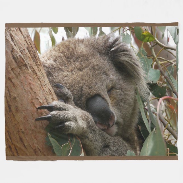 Sleeping Koala Bear Large Fleece Blanket (Front (Horizontal))