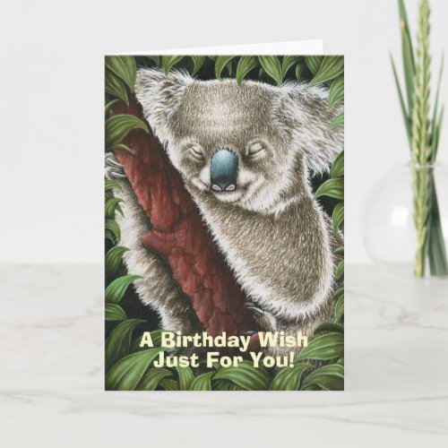 Sleeping Koala Birthday Card