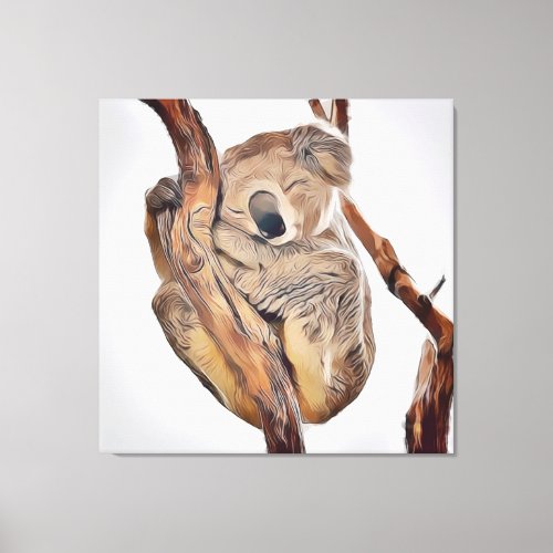 Sleeping Koala In Tree Photo Art Cool Modern Canvas Print