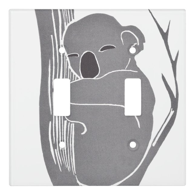Sleeping Koala Light Switch Cover, Double Toggle Cover (Front)