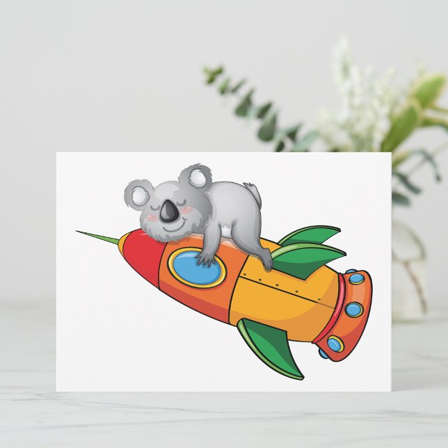 Sleeping Koala on Colorful Rocket  Invitation (Creator Uploaded)