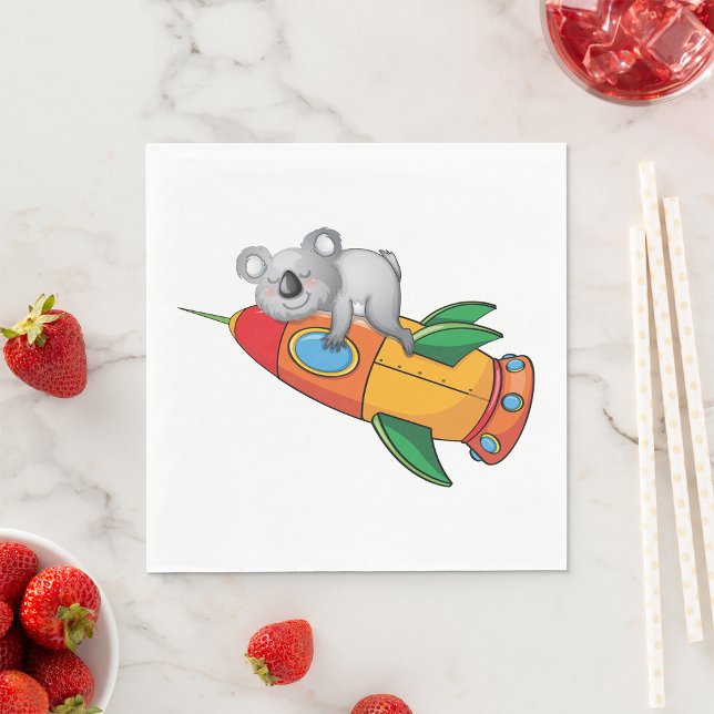 Sleeping Koala on Colorful Rocket  Napkins (Creator Uploaded)