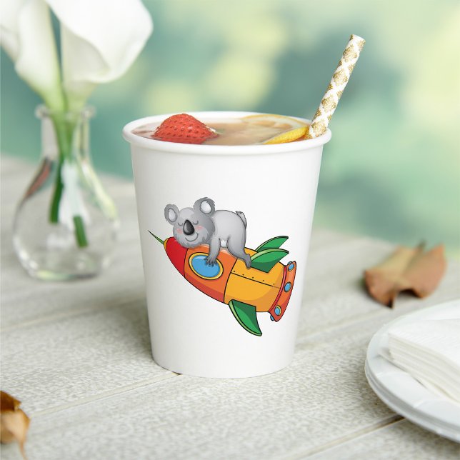 Sleeping Koala on Colorful Rocket  Paper Cups (Creator Uploaded)