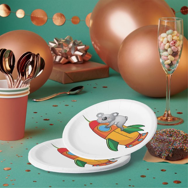 Sleeping Koala on Colorful Rocket  Paper Plates (Creator Uploaded)