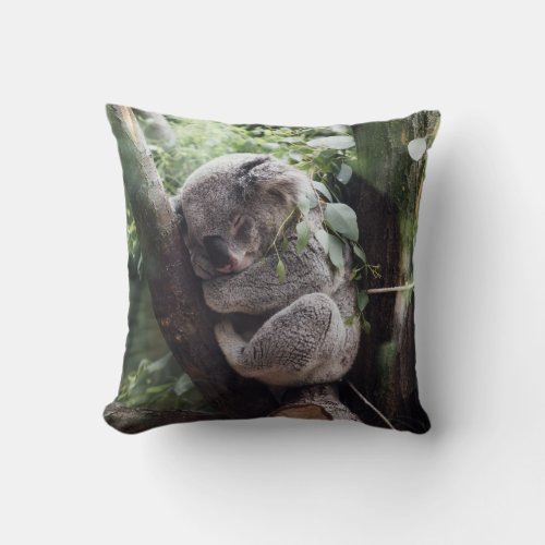 Sleeping Koala Throw Pillow