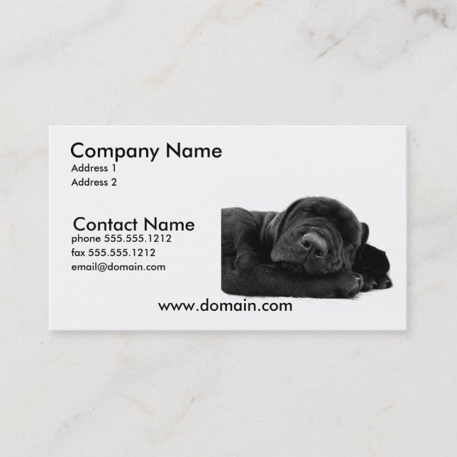 Sleeping Lab Puppy Dog Business Card (Front)
