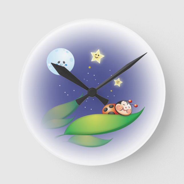 Sleeping Ladybug Wall Clock (Front)
