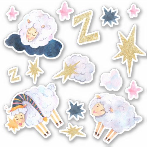 Sleeping Lamb On Clouds Sticker