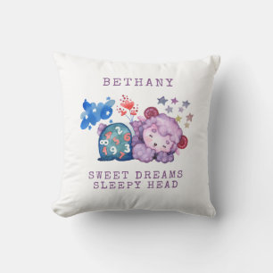 Sleeping Lamb Sweet Dreams Sleepy Head Name Throw Pillow
