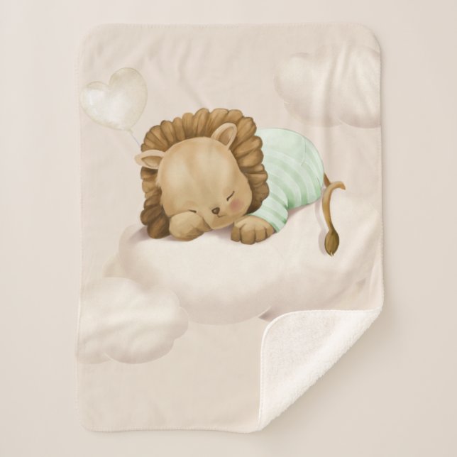 Sleeping Lion Cub Sherpa Blanket (Front)