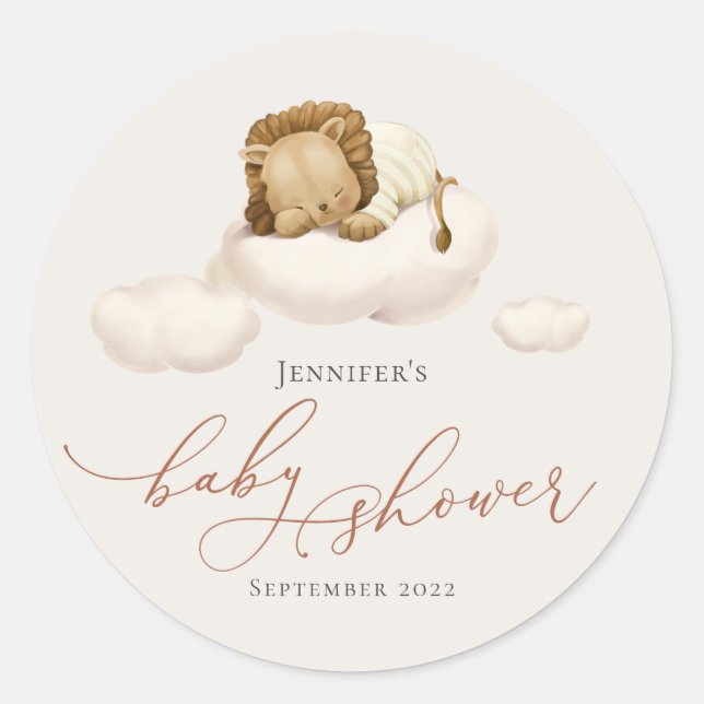 Sleeping Lion Gender Neutral Classic Round Sticker (Front)