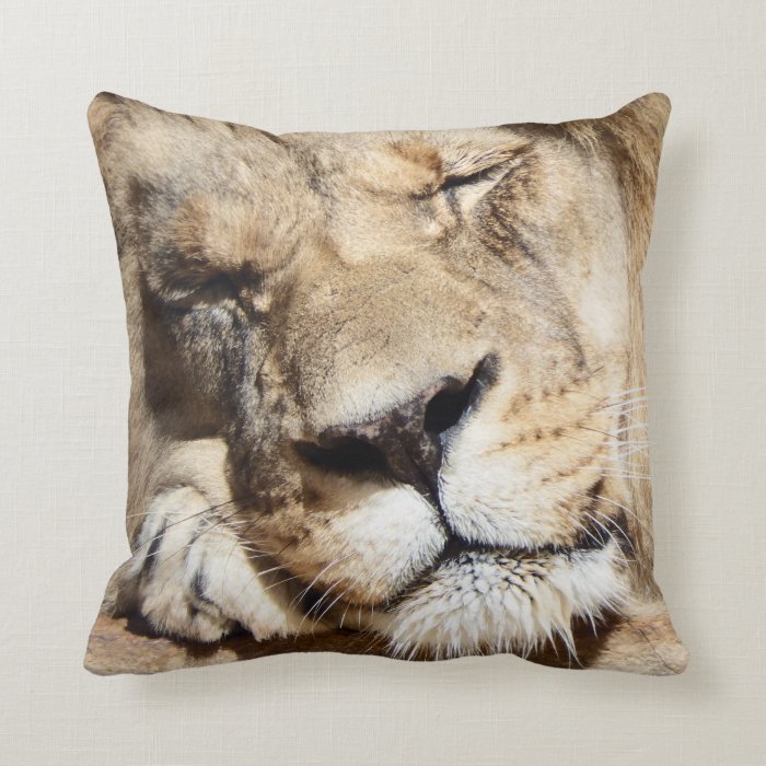 Sleeping Lion Throw Pillows