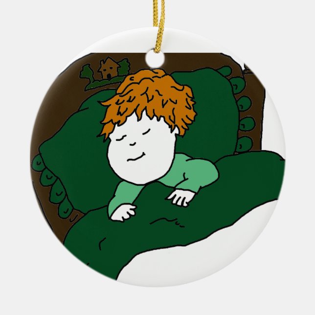 Sleeping Little Boy Ceramic Ornament (Front)