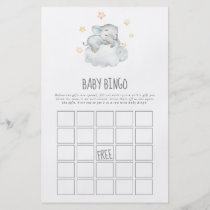 Sleeping Little Elephant Boy Baby Bingo Game Flyer