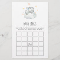 Sleeping Little Elephant Boy Baby Bingo Game Flyer