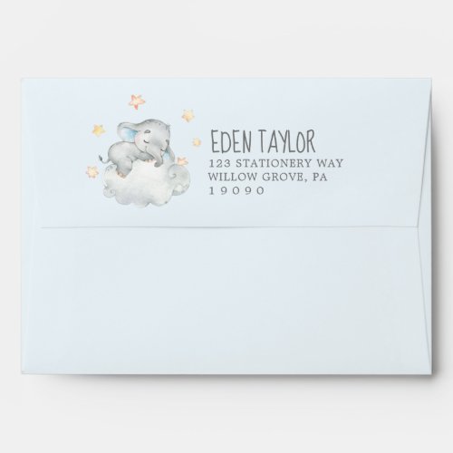 Sleeping Little Elephant Boy Baby Shower Envelope