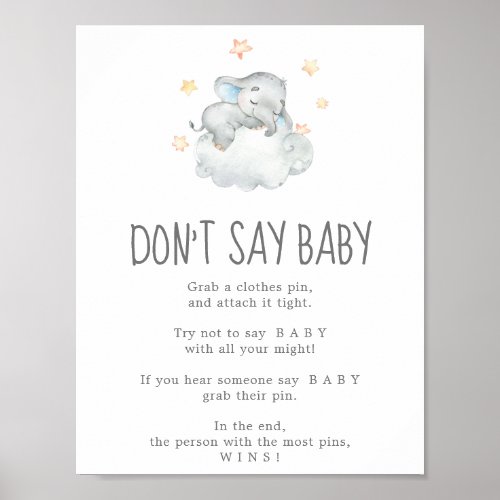 Sleeping Little Elephant Boy Dont Say Baby Game Poster