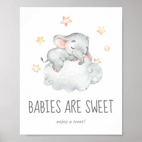 Sleeping Little Elephant Girl Babies are Sweet Poster