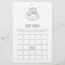 Sleeping Little Elephant Girl Baby Bingo Game Flyer