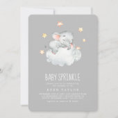 Sleeping Little Elephant Girl | Gray Baby Sprinkle Invitation (Front)