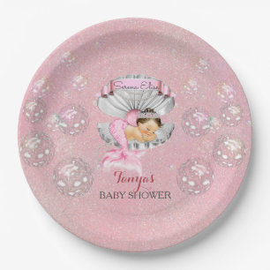 Sleeping Mermaid Baby Girl Pink Clam Shell Paper Plates