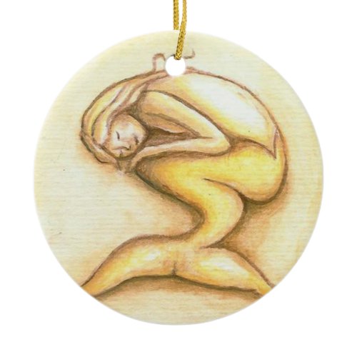 Sleeping Mermaid Gold Christmas Ornament