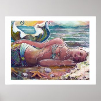 Sleeping Mermaid Poster by Creechers at Zazzle