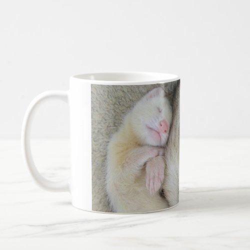 Sleeping mom and baby ferret mug