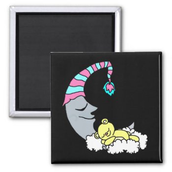 Sleeping Moon And Bear Magnet by PugWiggles at Zazzle