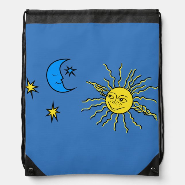 Sleeping moon and smiling sun drawstring bag (Front)