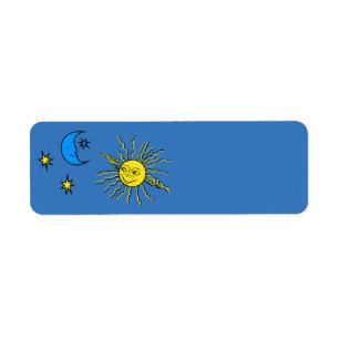 Sleeping moon and smiling sun label