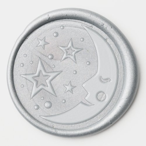 Sleeping Moon and Stars Wax Seal Sticker