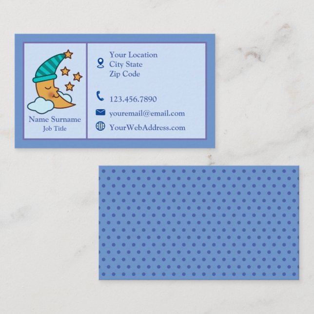 Sleeping Moon And Yellow Stars Personalized Business Card (Front/Back)