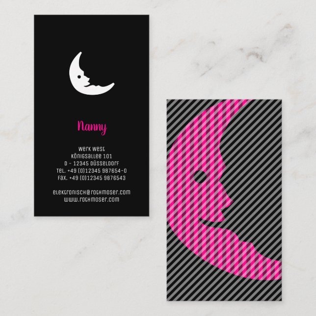 Sleeping Moon Nanny Babysitter Business Card (Front/Back)