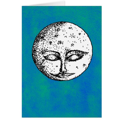 Sleeping Moon on Blue_Green Card
