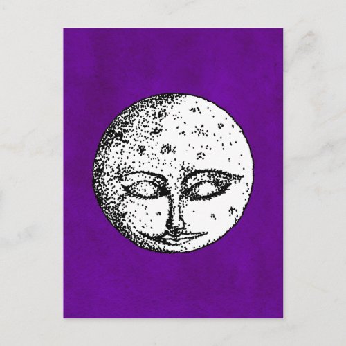 Sleeping Moon on Intense Purple Postcard